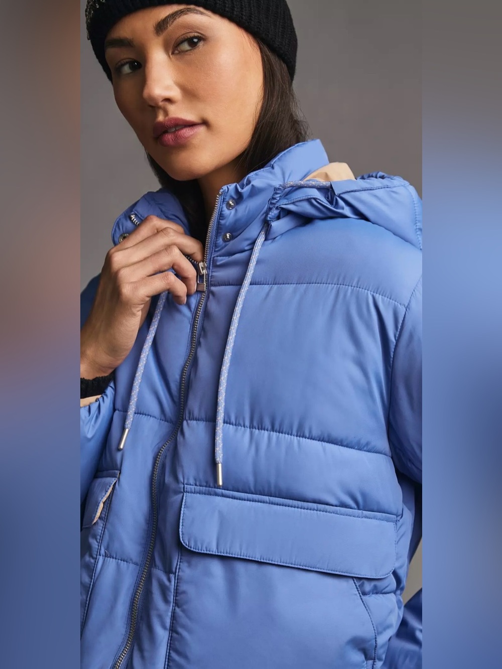 Anthropologie Pilcro Cropped Colorblock Puffer Jacket Blue EUC Medium
